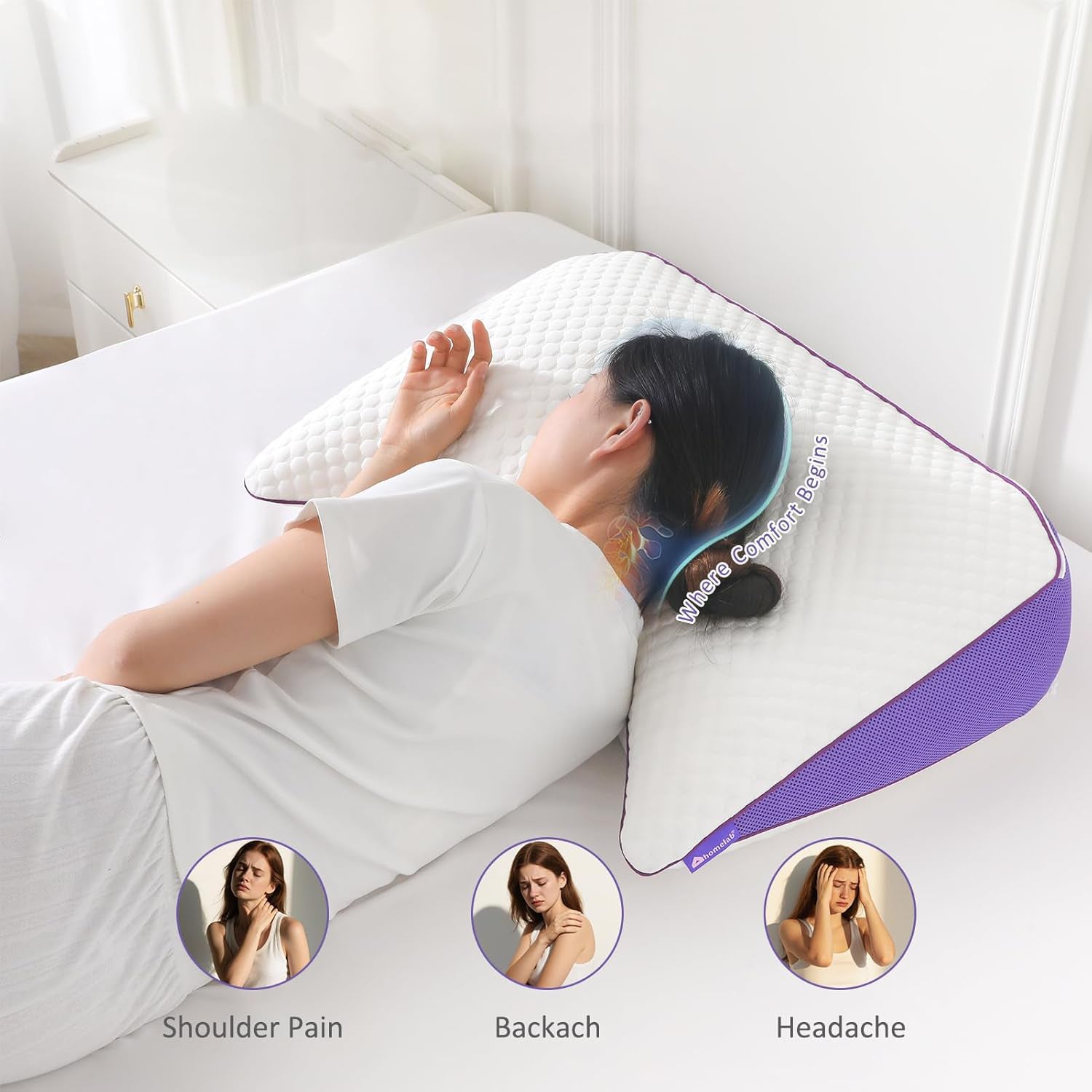 Crescent Design Adjustable Shredded Memory Foam Curve Pillow