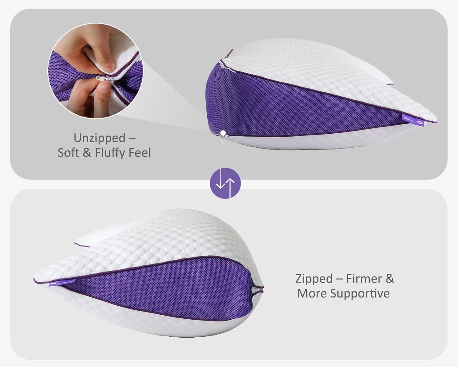 Crescent Design Adjustable Shredded Memory Foam Curve Pillow
