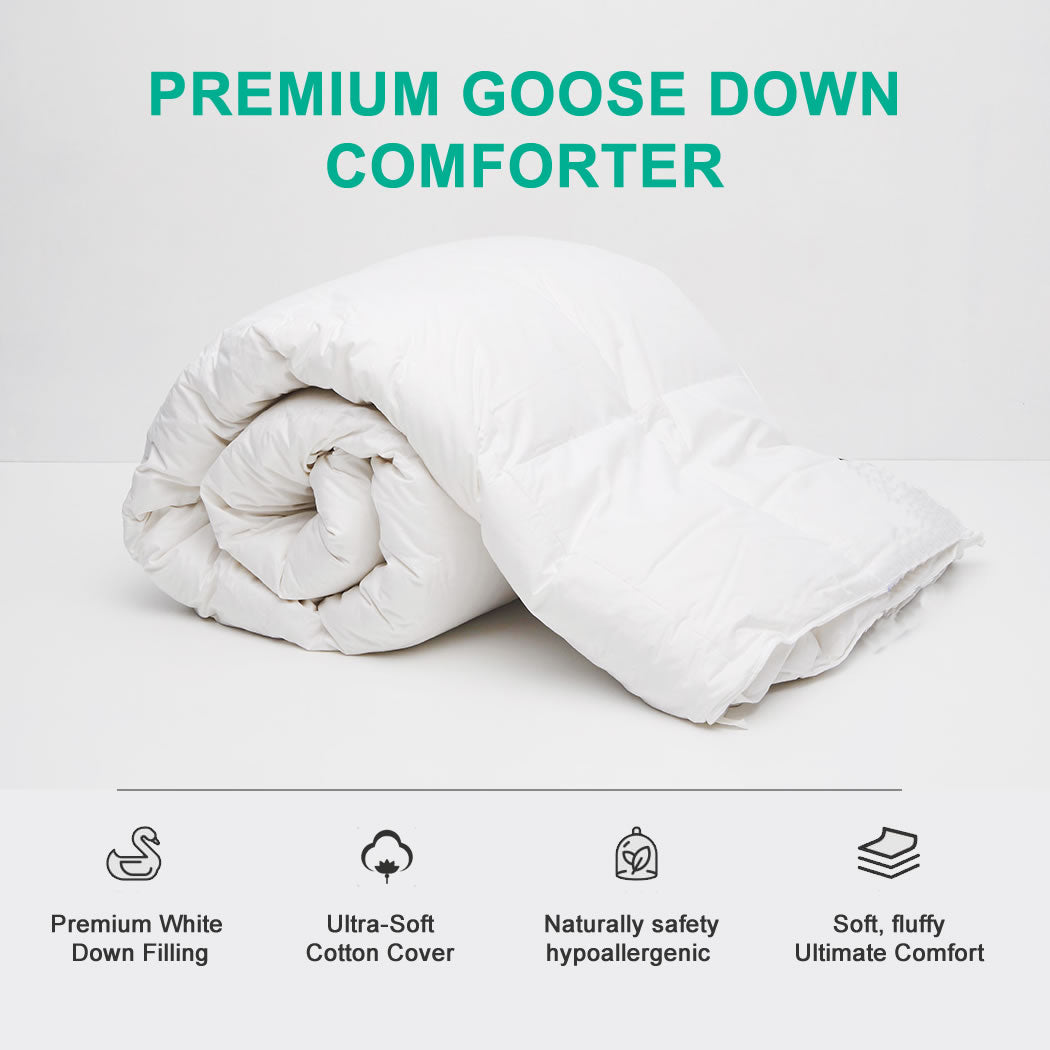 Luxurious Hungarian Goose Feathers Down Comforter 1600TC Ultra-Soft Pima Cotton Duvet Insert