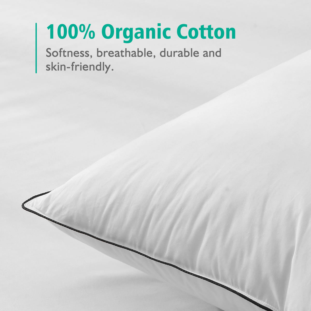 Organic Goose Down Feather Pillows for Sleeping, Soft/Medium Bed Pillow Inserts for Stomach/Back Sleepers