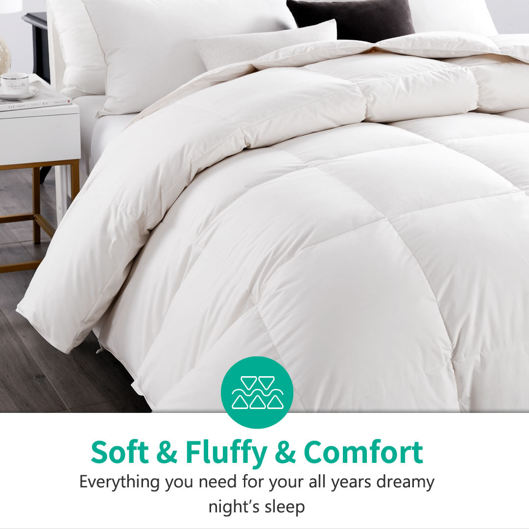 Luxury Siberian Goose Down Comforter - 100% Organic Cotton, 650 Fill-power Goose Feather Down Duvet Insert