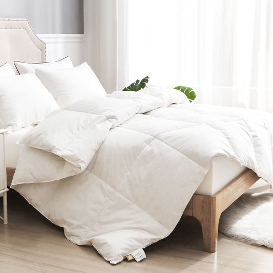 Classic Organic Goose Feather Down Comforter, Lightweight, All-Season and Winter-weight Feather & Down Duvet Insert