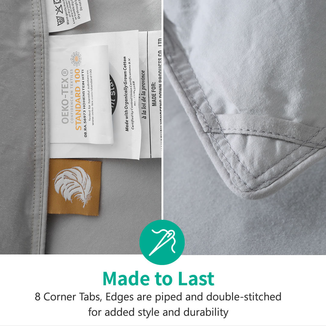 Classic Organic Goose Feather Down Comforter, Lightweight, All-Season and Winter-weight Feather & Down Duvet Insert